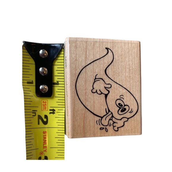 Stampendous Fun Stamps Silly Ghost Rubber Stamp Wood Block Craft Vintage 1989 - Picture 6 of 7